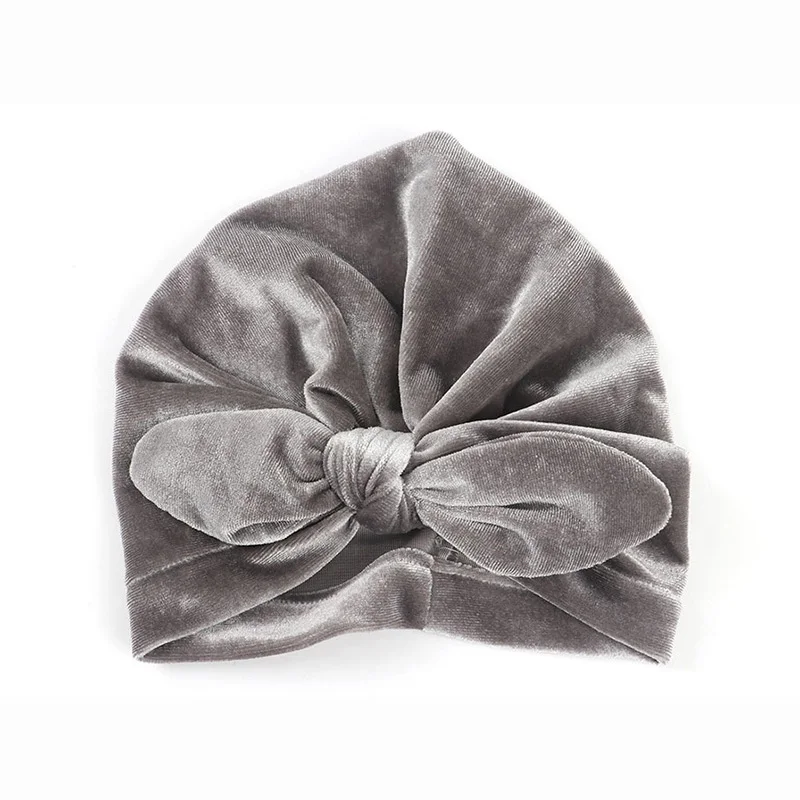 style2 grey Мягкий бархат шапочка для новорожденного, для малыша преддошкольного возраста Демисезонный для маленьких мальчиков девочка шляпа капот с прелестным бантом шапочка шапка для детей Подставки для фотографий - Цвет: style2 grey