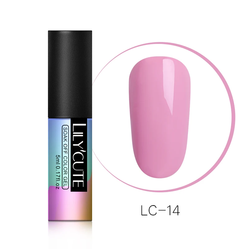 LC-14 LILYCUTE зеленый УФ-гель для ногтей Vernis полуперманентный дизайн ногтей украшение чистый Гель-лак для маникюра дизайн ногтей 5 мл - Цвет: LC-14