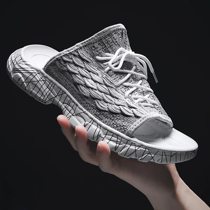 Vietnamese slippers fashion wear new 2019 summer fly woven fish-scale flip-flops men's slip-resistant trend beach shoes | Обувь