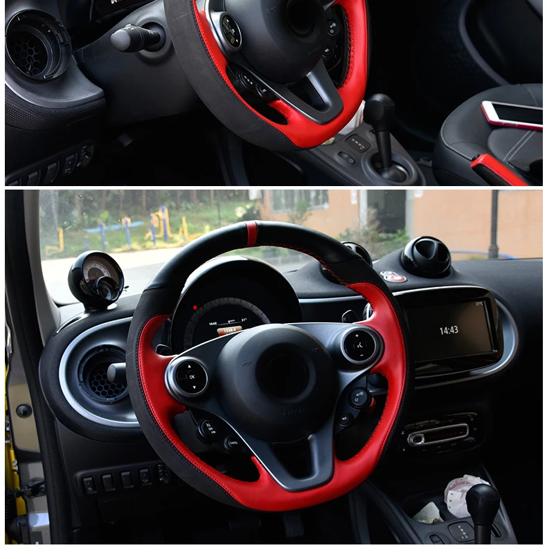 Lsrtw2017 Хомут кожаный чехол рулевого колеса автомобиля для smart fortwo w453 c453 a453