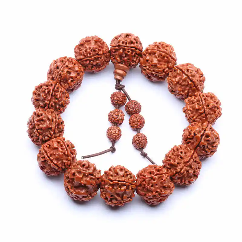 A. with ending beads BRO853 непальский пять голов большой рудракша семена Бодхи браслеты Тибетский буддистский молитвенный бисер мала большие бусы для мужчин - Окраска металла: A. with ending beads