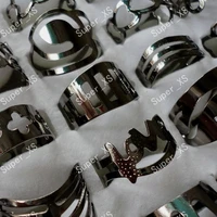 300pcs fashion titanium black style iron alloy rings for women men jewelry whole bulk packs rl128 free shipping