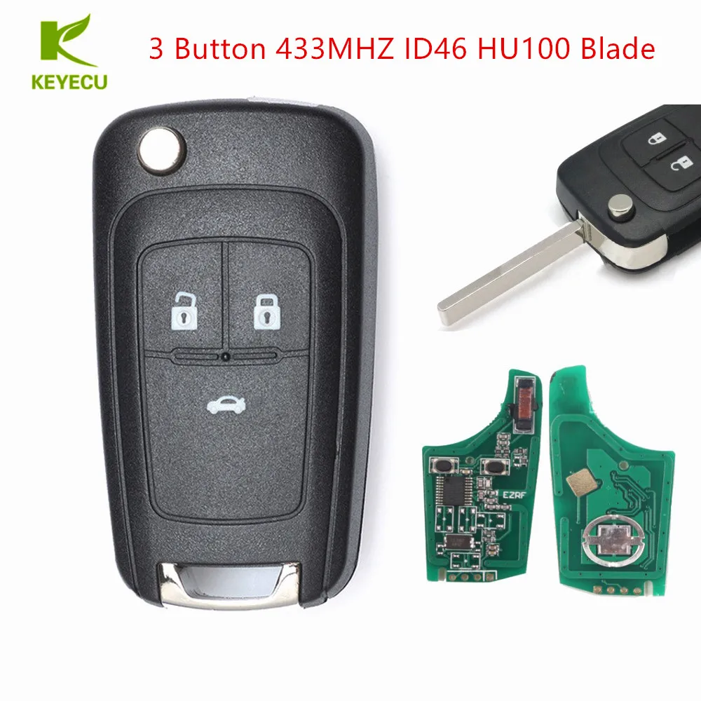 KEYECU абсолютно новый раскладной дистанционный брелок 433 МГц ID46 чип HU100 Uncut Blade для