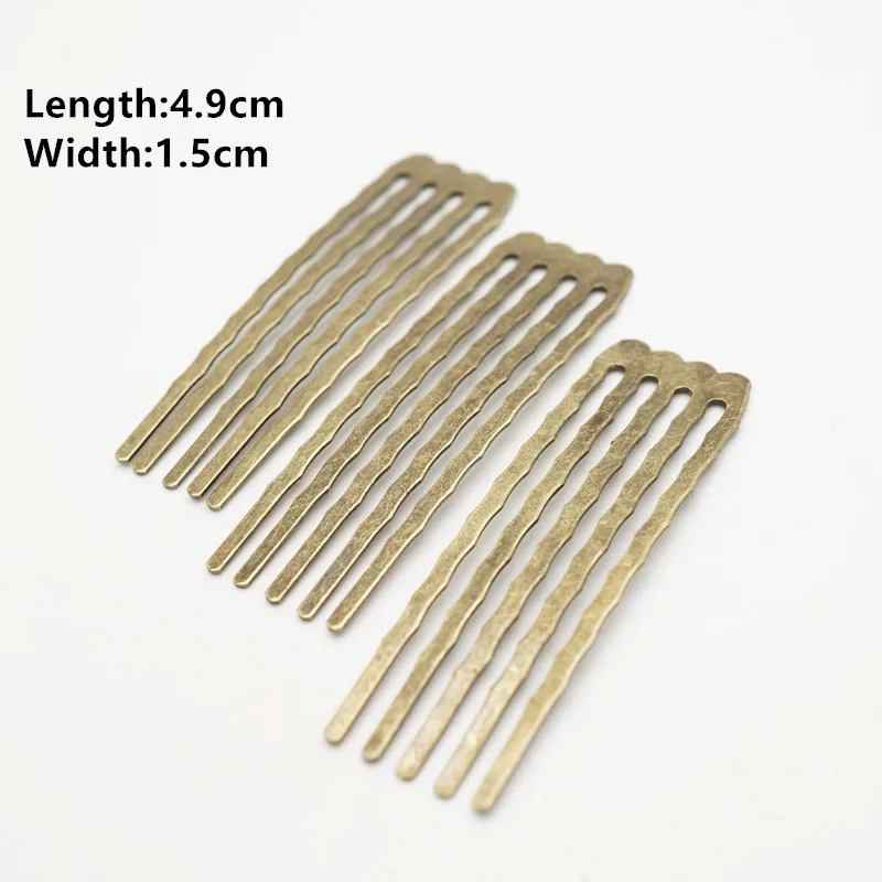 6pcs 5teeth Bronze 5/10 зубья металлическая расческа для волос бронзовый тон заколки для волос когти-шпильки Сделай Сам ювелирные изделия и компоненты свадебные принадлежности для волос HK107 - Цвет: 6pcs 5teeth Bronze