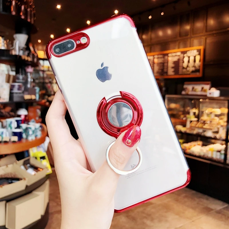 Ударопрочный чехол для iPhone 6 6s Plus + 5 5S SE тонкий мягкий ТПУ покрытие 360 кольцо