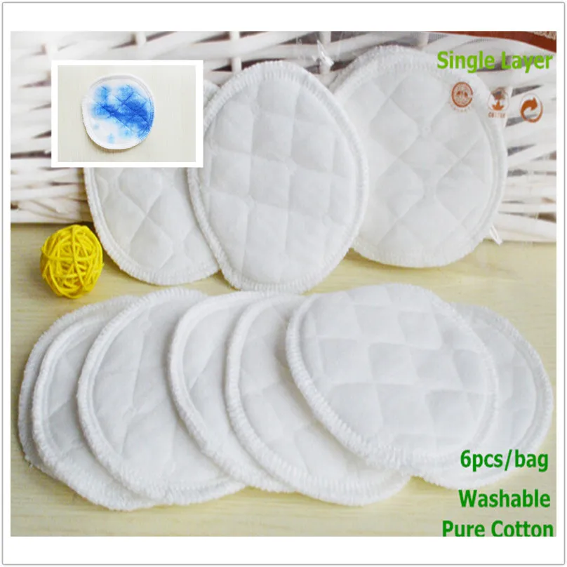Однослойные моющиеся грудные прокладки для кормящих мам 6 шт. мягкие впитывающие
