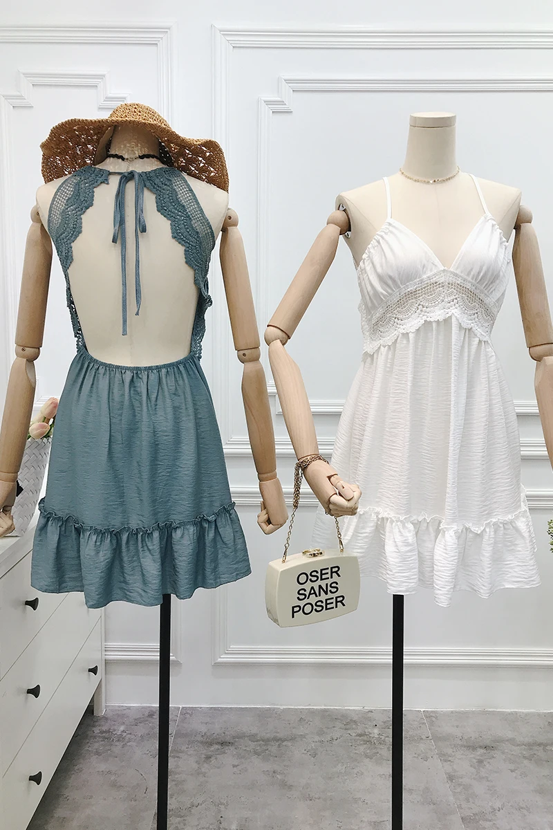 ALPHALMODA 2018 летнее Новое сексуальное пляжное платье с v-образным вырезом открытой