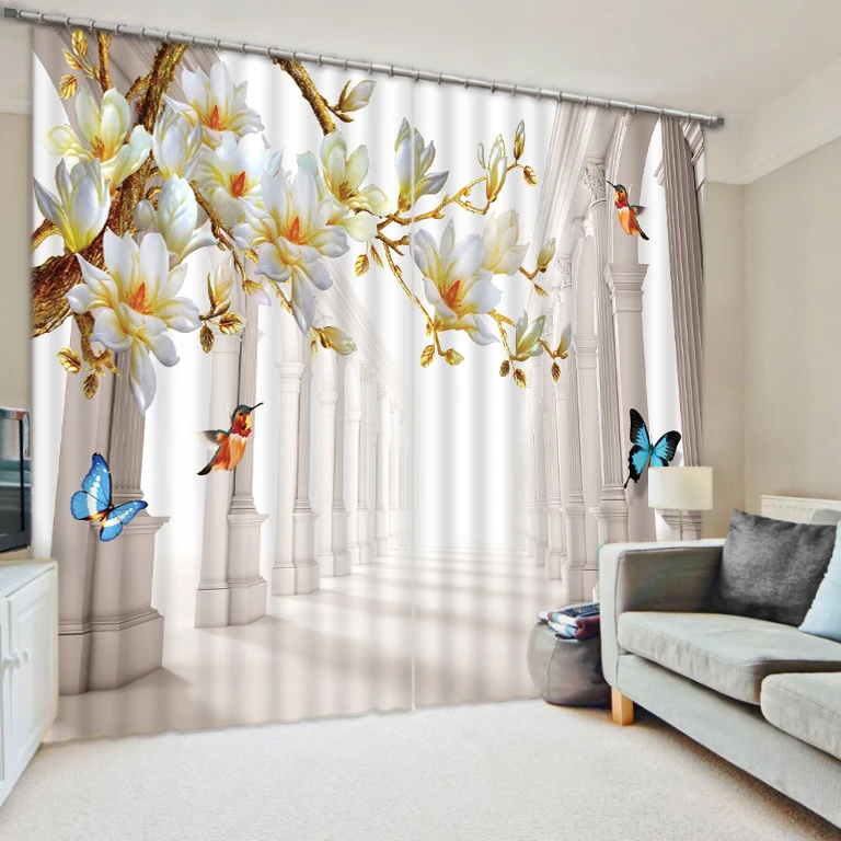 

Factory diret sale 2016 Fashion 3D Home Decor Beautiful 3D stereoscopic magnolia flower Curtains for bedroom
