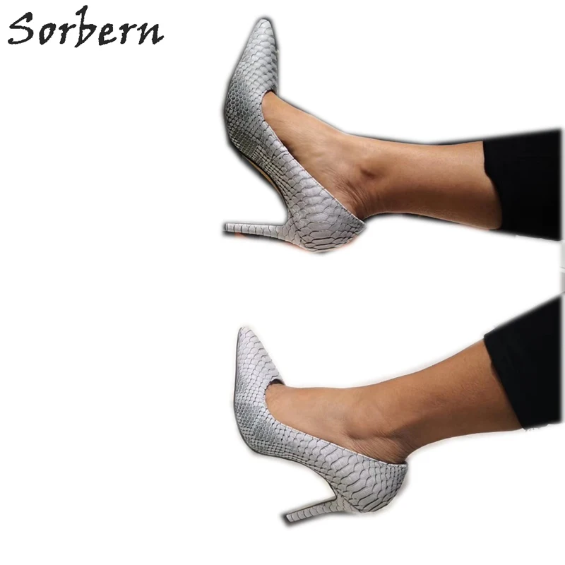 Sorbern/женские туфли лодочки из змеиной кожи органической с острым носком без
