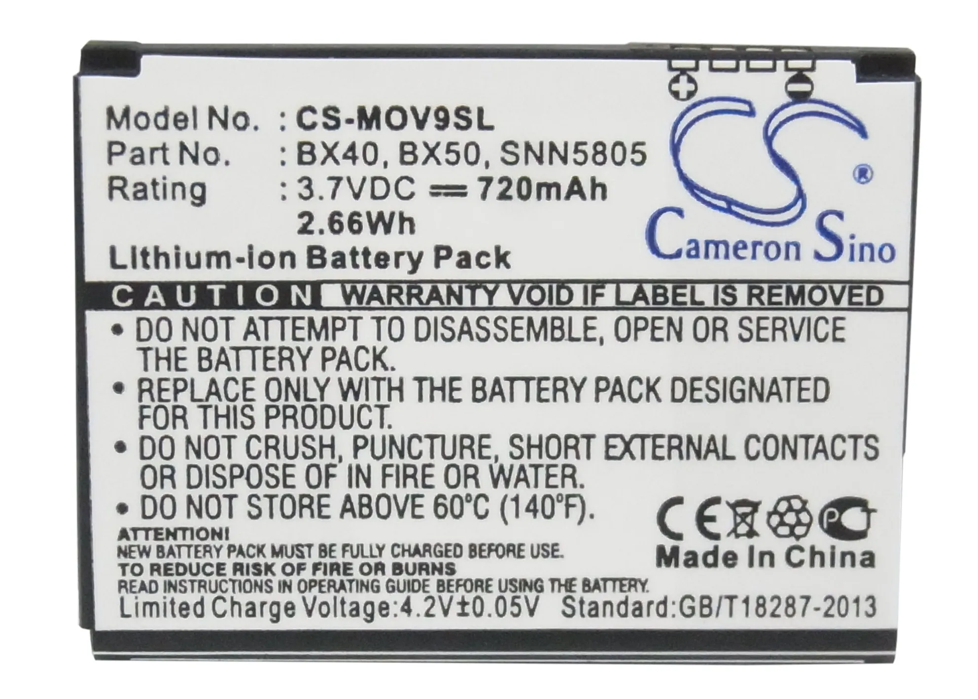 Аккумулятор Cameron Sino 720 мАч BX40 BX50 для Motorola MOTO U8 U9 V10 MOTOZINE ZN5 PEBL2 RAZR2 V9M V8 V9 |Аккумуляторы