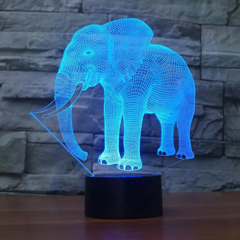 Акриловые 3d светодиодные настольные лампы в виде слона с животными для гостиной