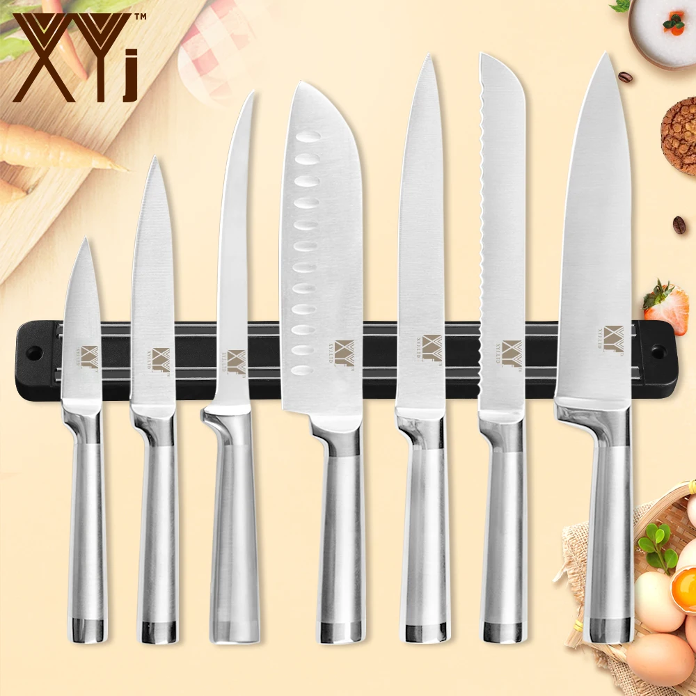 XYj 8 шт. набор кухонных ножей из нержавеющей стали 13 ''Магнитный Держатель