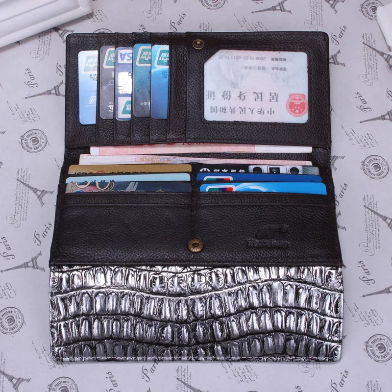 

2019 New Fashion 100% Cow Genuine Leather Women Long Wallets Real Leather Female Luxury Brand Clutch Girl Lady Gift Cash Purse