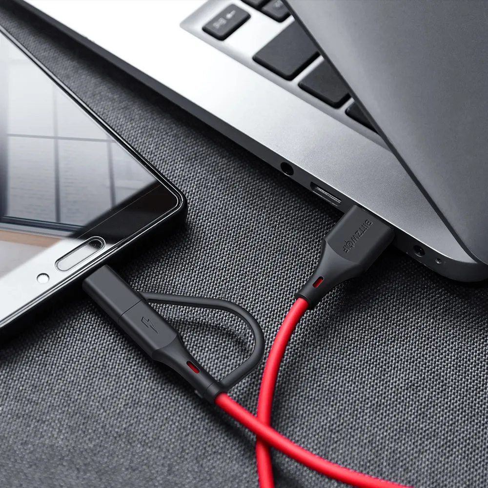 BlitzWolf BW-MT3 type C Micro USB 5 в 3 А 2 в 1 кабель передачи данных для быстрой зарядки для samsung Galaxy S10 9 для huawei mate 20 Pro 3 фута 6 футов