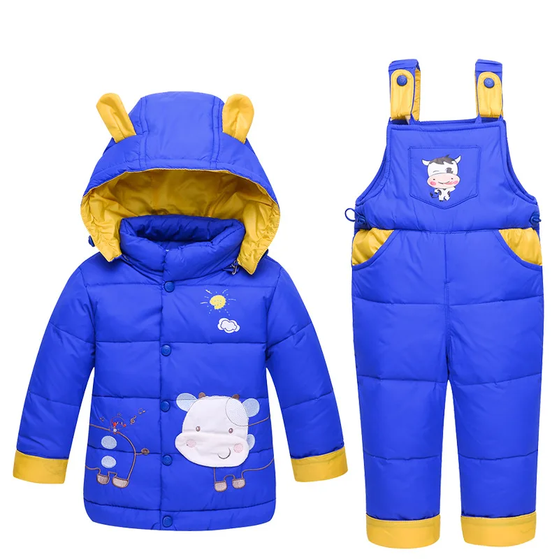 2018 новая зимняя детская куртка на утином пуху комплект со штанами курткой одежда