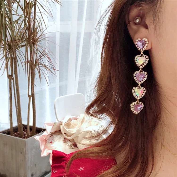 Лидер продаж модные ювелирные изделия серьги с кисточками в форме сердца длинные