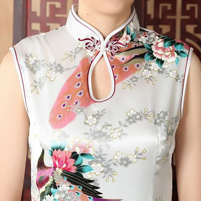 Китайские традиционные костюмы Vestito oritale Женские Длинные Cheongsam печати костюм для