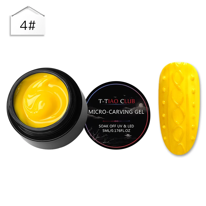 T-TIAO CLUB 3D набор гель для рисования 5 мл микро-резьба 2 в 1 гель для ногтей чистый УФ-лак нужно замочить один цвет лак для ногтей - Цвет: W4559