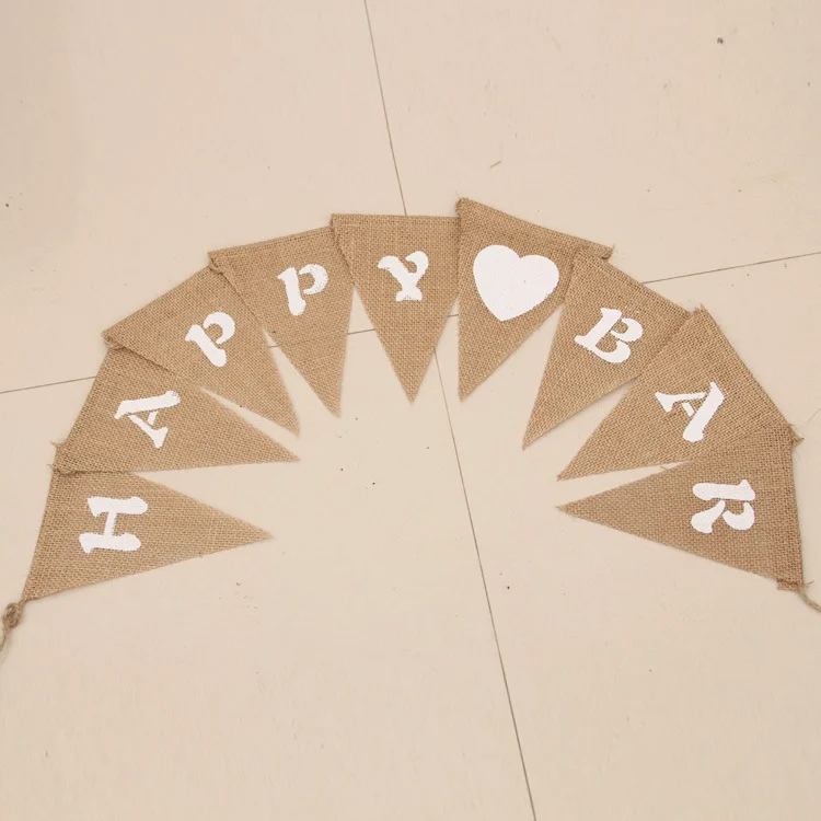 

New Burlap Bunting Banner Flags Happy Bar Eid Mubarak Birthday Party Decorations Adult Happy Birthday Party Supplies Garland