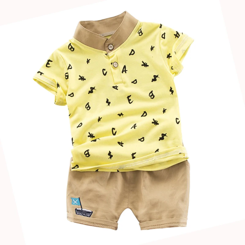Children Clothing Set Baby Boys Casual Outfits Suit Letter Print Tops Shirt+Shorts Pants Kids Clothes 0-4T |