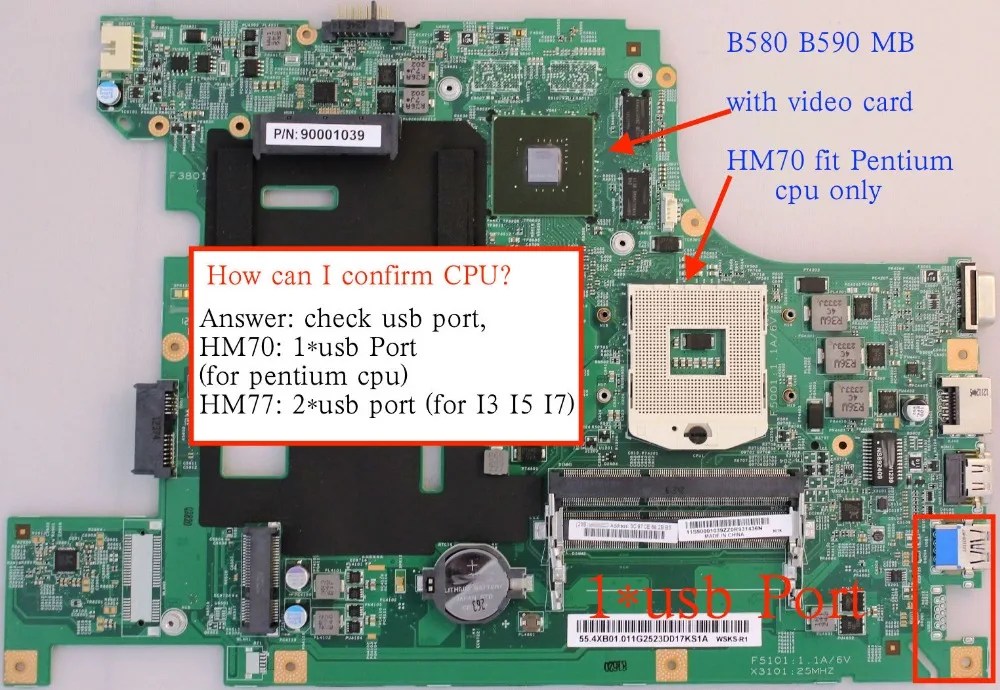 Материнская плата для ноутбука lenovo B590 B580 с материнской платой Nvidia GT610 1GB HM70