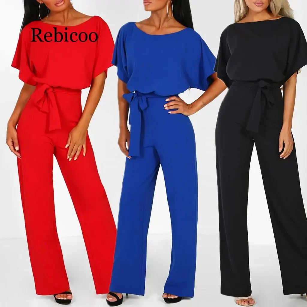 

2019 spring and summer fashion with button short-sleeved women's jumpsuit