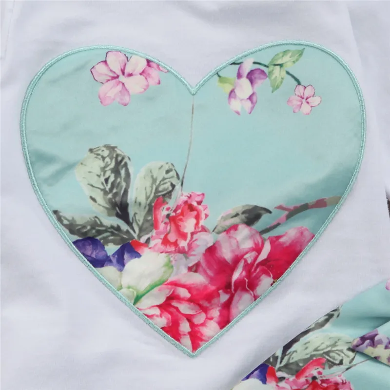 Floral Girls Summer Clothes Sets Long Sleeve Cotton Tops Romper+Floral Lace Up Pants Headband 3CPS Casual | Детская одежда и обувь