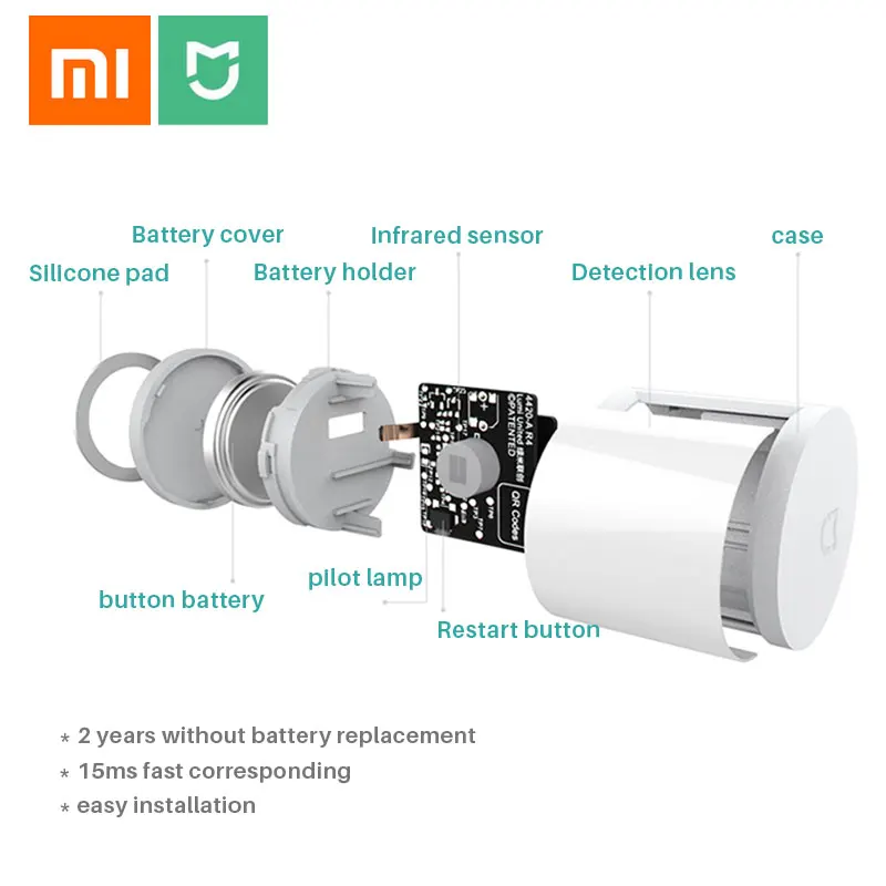 Xiaomi mijia умный дом датчик человеческого тела инфракрасный датчик движения практичное интеллектуальное устройство домашней безопасности
