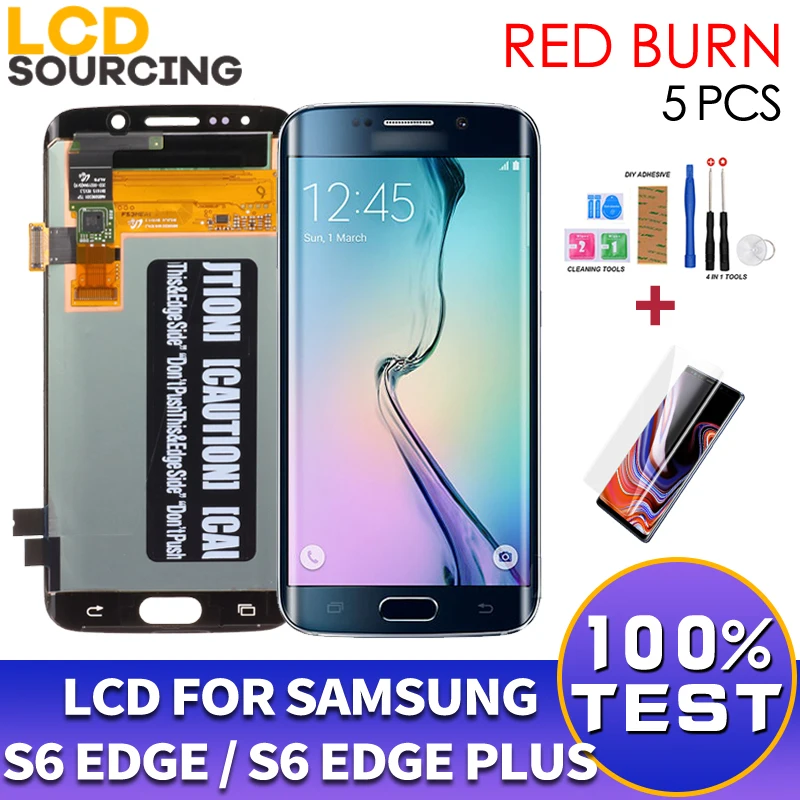 

ЖК-дисплей для Samsung Galaxy S6 EDGE G925 G925F G928, сенсорный экран в сборе для S6 EDGE PLUS, 5 шт.