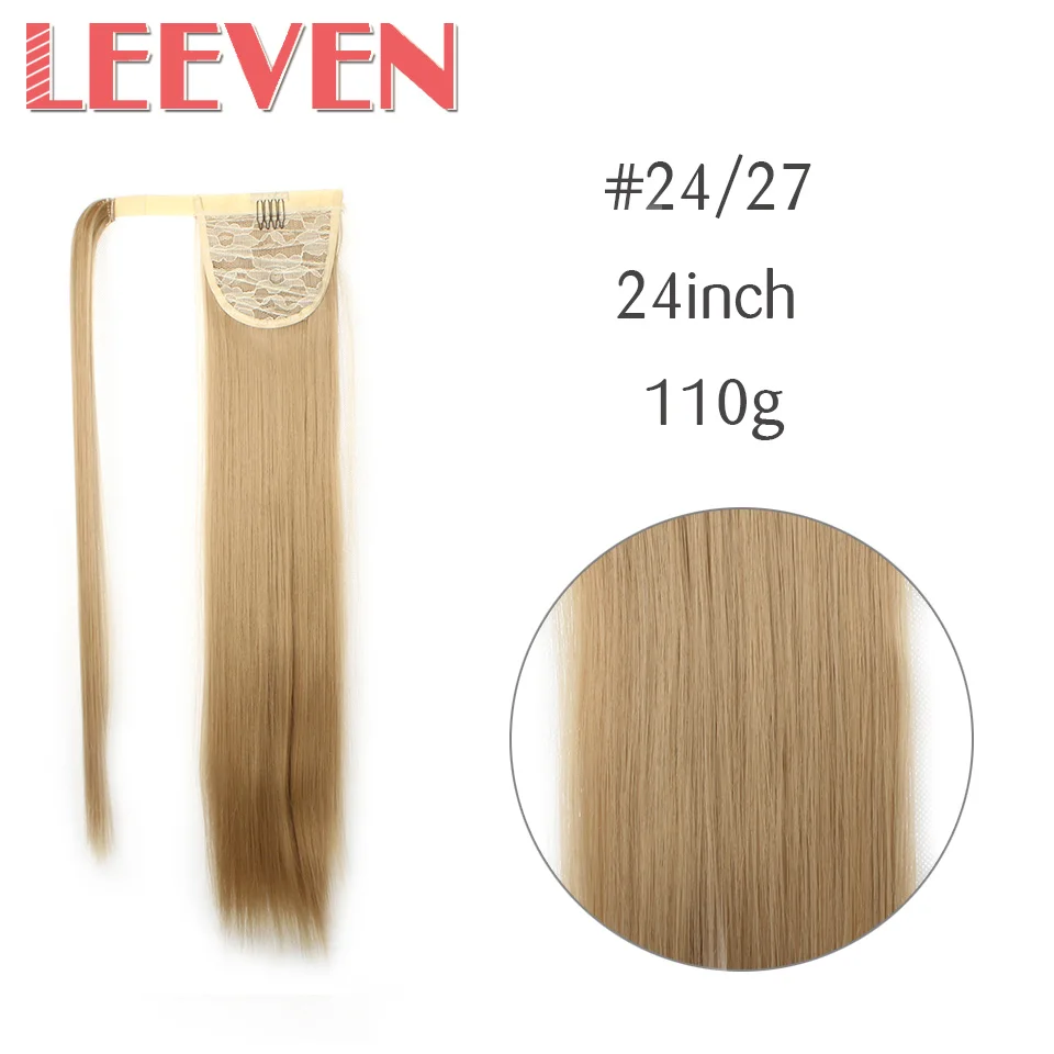 Leeven 2" Синтетические прямые искусственные волосы блонд до коричневый заколка для хвоста в волосах пони хвост Расширение высокотемпературное волокно - Цвет: 4/30HL
