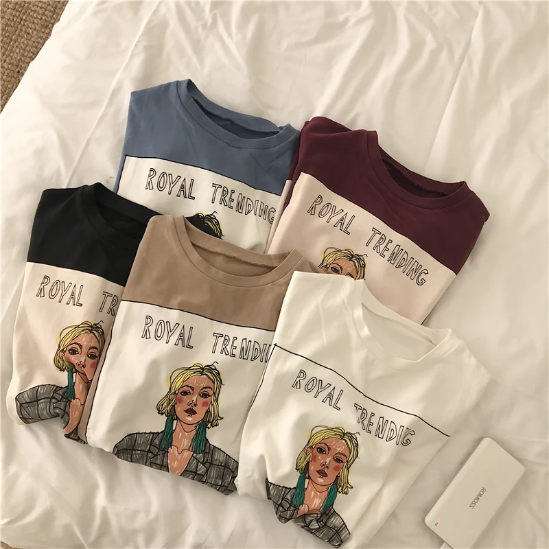 

Casual Women Loose Top Tees T Shirt T shirts Female Teenage Girls Femmes t-shirt