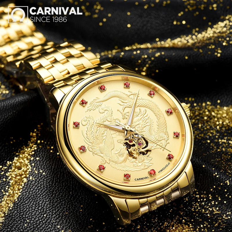 Карнавал люксовый бренд автоматические механические часы мужские военные