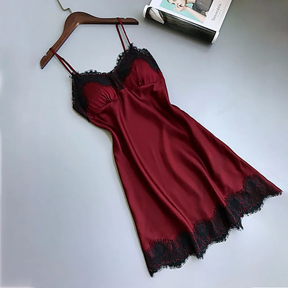 Шелковое кружевное нижнее белье Babydoll ночное для женщин ночная рубашка