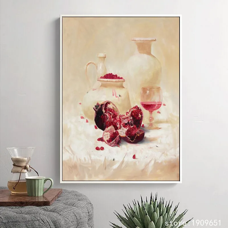 Без рамки Классическая натюрморт гранат керамическая холст печать масляная