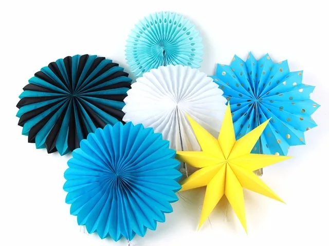 style 5 New Orange Set Paper Crafts Home Hanging Decoration Party Birthday Wedding Baby Shower Sunshine Bright Color Paper Fan - Цвет: style 5