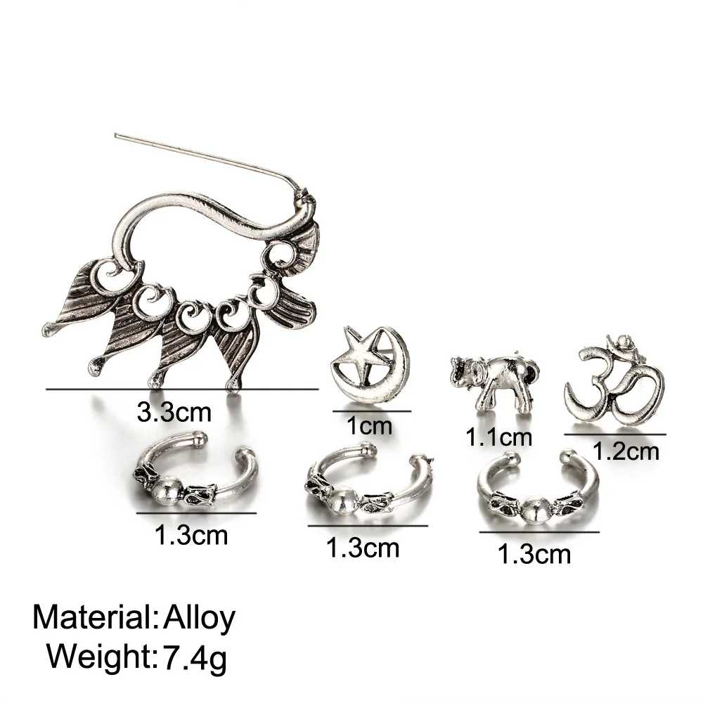 7 шт./компл. женские богемные манжеты для ушей зажимные серьги-клипсы мужские