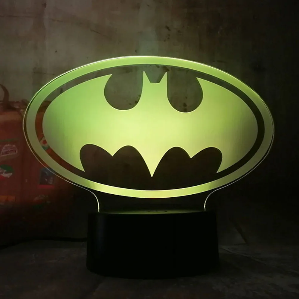 Новый крутой 3D светодиодный светильник Лиги Справедливости DC Бэтмен символ