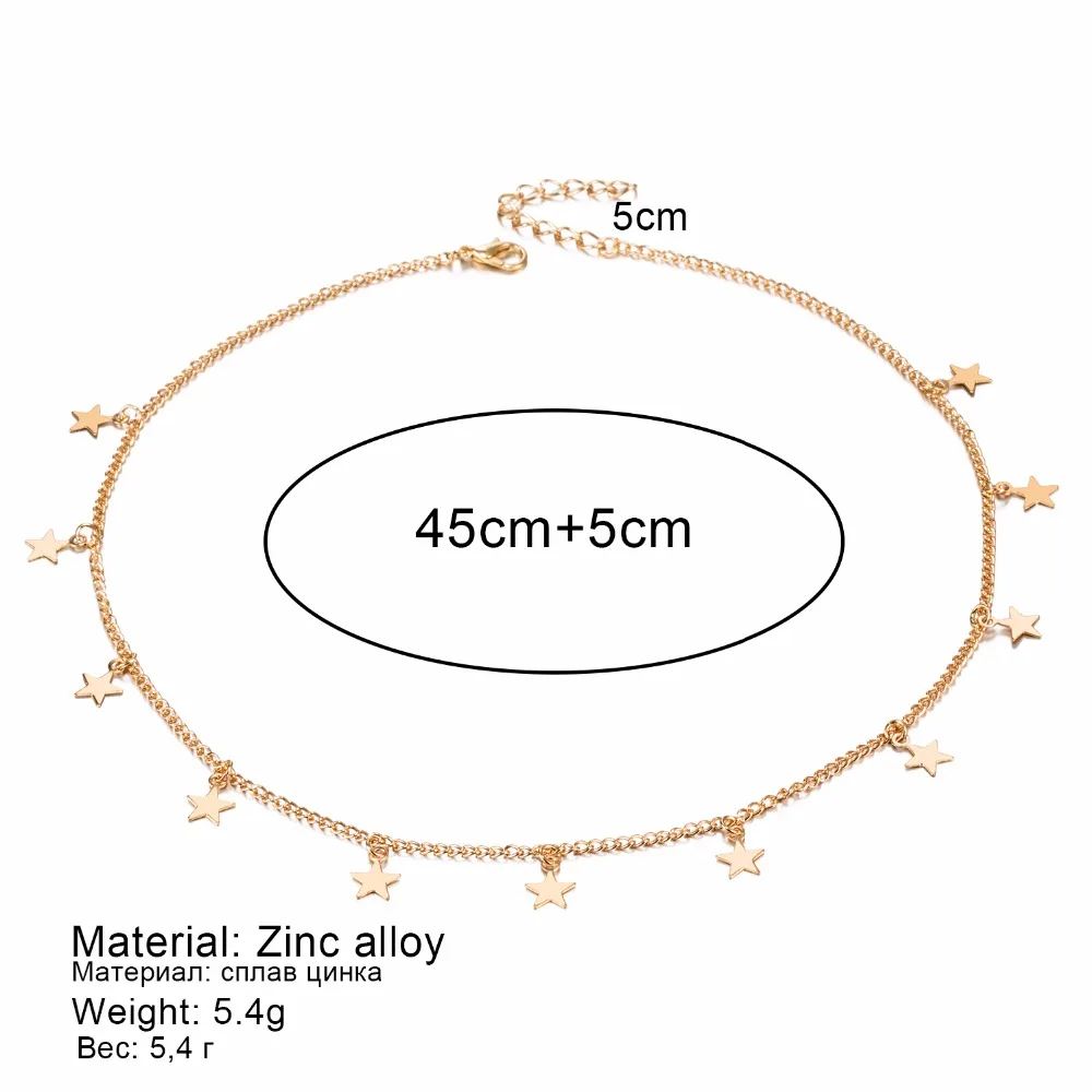Чокер женский золотистый в стиле бохо чокер с цепочкой форме звезды колье |