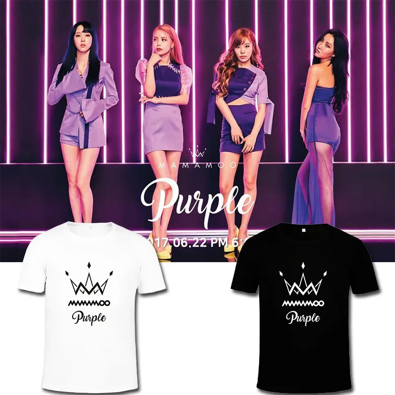KPOP Корейская мода MAMAMOO мини 5 альбом Фиолетовый хлопок Футболка K POP футболки топы