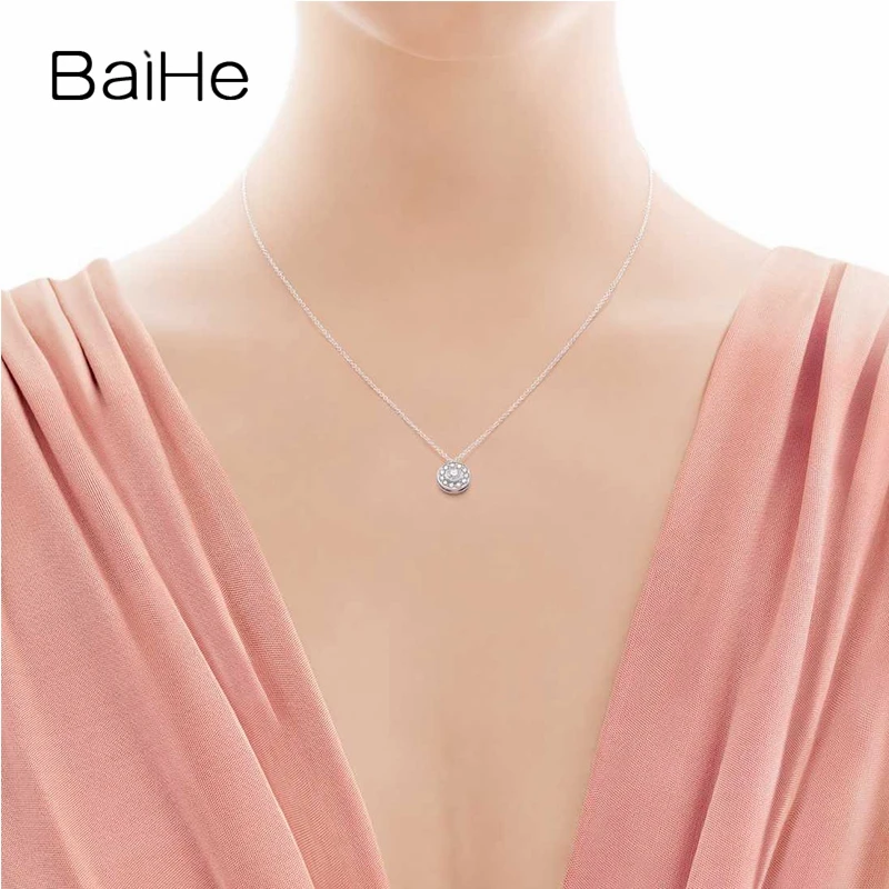 BAIHE Твердые 18K Белое Золото 0.18ct натуральные бриллианты женские ювелирные