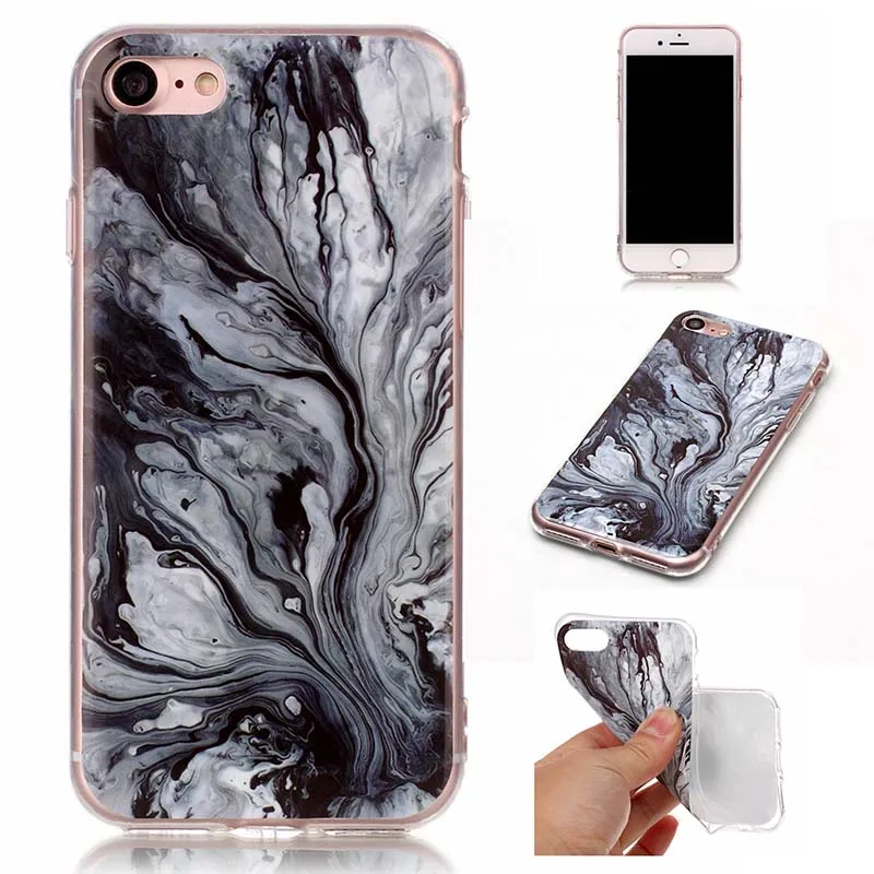Мрамор камень Чехлы для iPhone 7 8 i7 i8 7/8 Гранит крышка мягкого силикона телефон назад