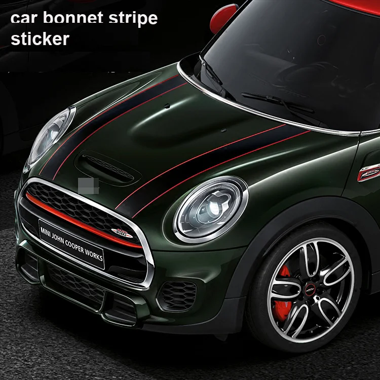 

2pcs/lot KK JCW Mini Cooper S One John Cooper Works Countryman Car Body Sticker Car Bonnet Stripe Sticker Car Styling