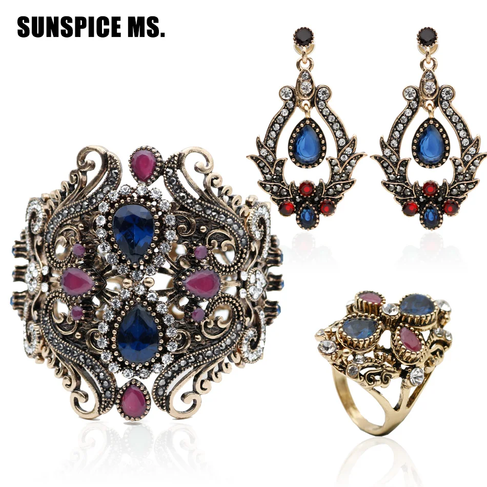 Комплект ювелирных изделий из 3 предметов популярный браслет серьги кольцо