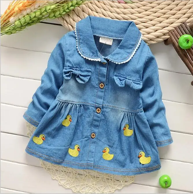 Girl dress 2016 brand toddler girl vintage denim long-sleeved baby princess children clothing | Детская одежда и обувь