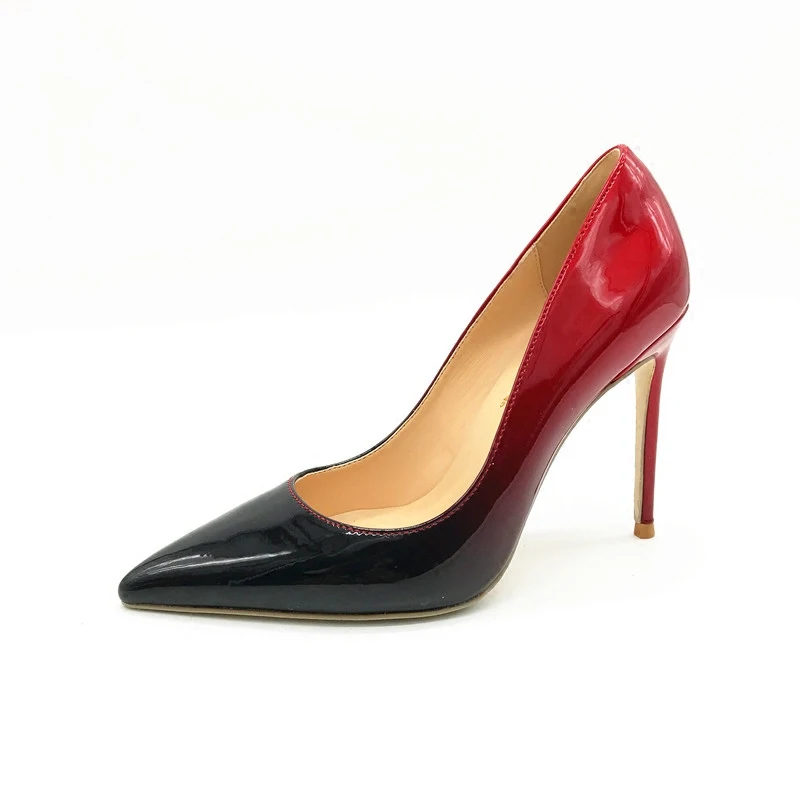 2021 free shipping Women black Gradient Patent Leather Poined Toe Stiletto high heel shoe pump HIGH-HEELED SHOE Wedding shoes | Обувь