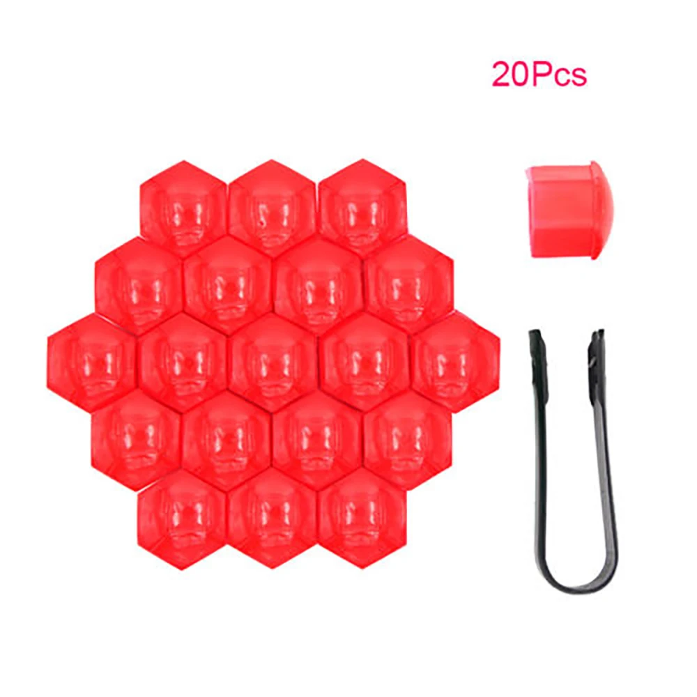 20pcs red 20 шт. 17/19/21 мм колесные гайка с болтом головных уборов Глянцевая ABS автоматической Обрезки шин колеса для болтов и гаек болт Защита Крышки стайлинга автомобилей - Название цвета: 20pcs red