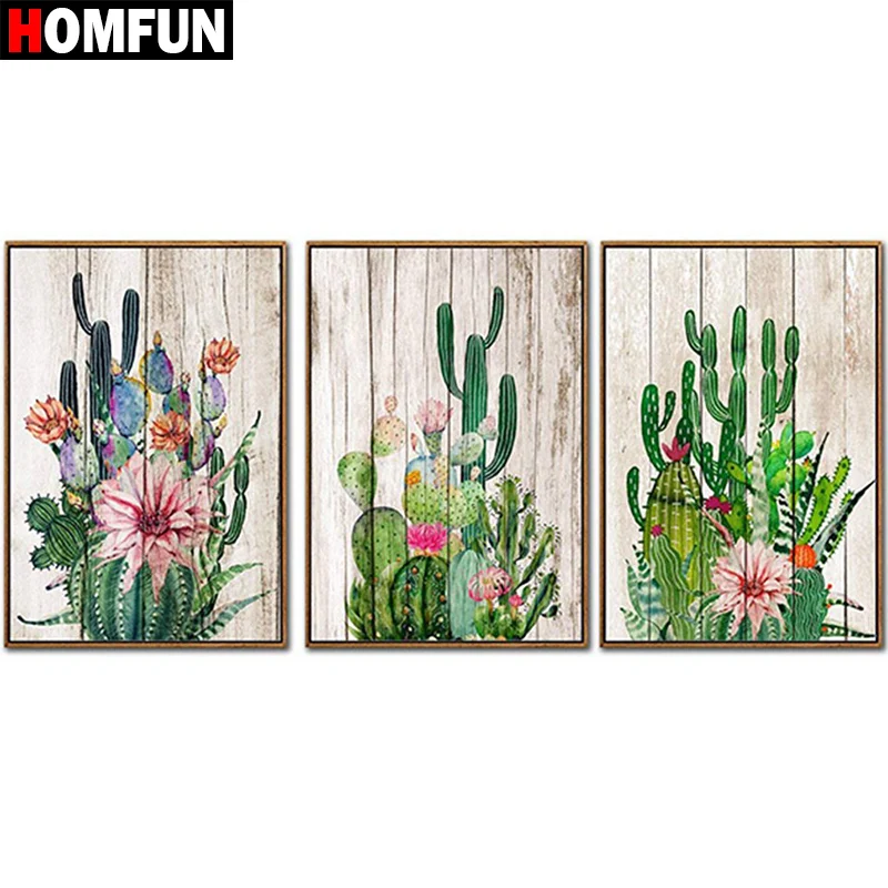 HOMFUN, алмазная краска,, полная квадратная/круглая дрель, 5D, сделай сам, алмазная краска "Цветок кактуса", 3D вышивка крестиком, домашний декор