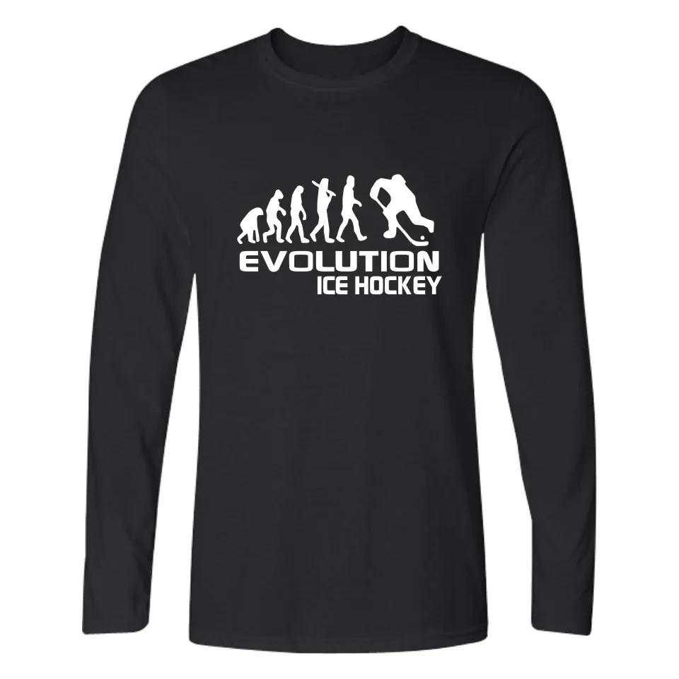 Мужская футболка с длинным рукавом Evolution Of Ice Hockeyer базовая на весну и осень
