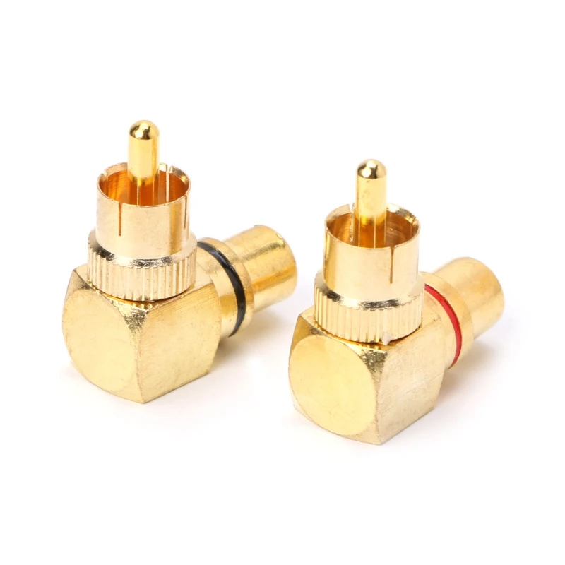 YAM 2X латунные RCA с прямым углом штекер гнездо Позолоченный разъем адаптеры 90