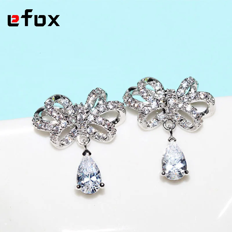 Новые большие серьги-гвоздики с кристаллами в форме капли воды модные